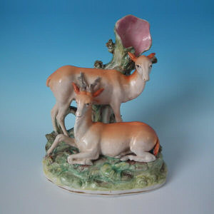 Staffordshire stag and doe spill vase