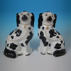 Pair Staffordshire Black & White spaniels