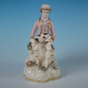Staffordshire Dudson man with dog figure