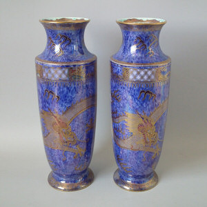 Large Pair Wedgwood dragon lustre vases