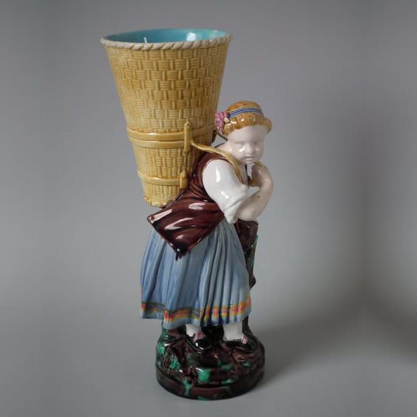 Minton Majolica Vintager figural flower holder - ID#20382 Image 1