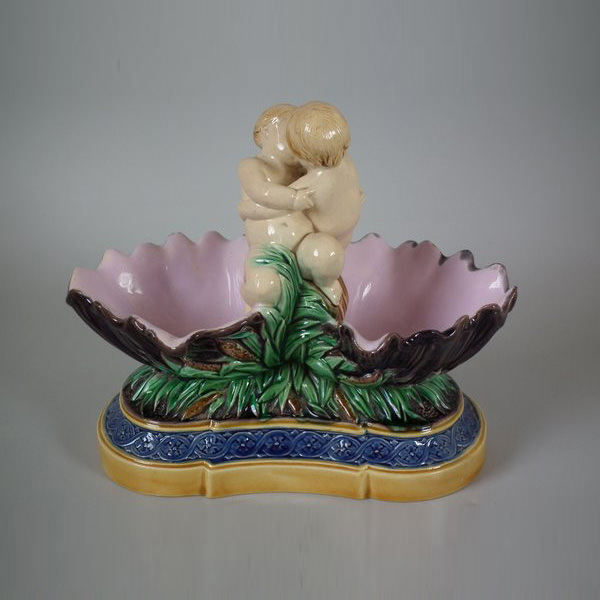 Minton Majolica Double Shell Salt - ID#20714 Image 1