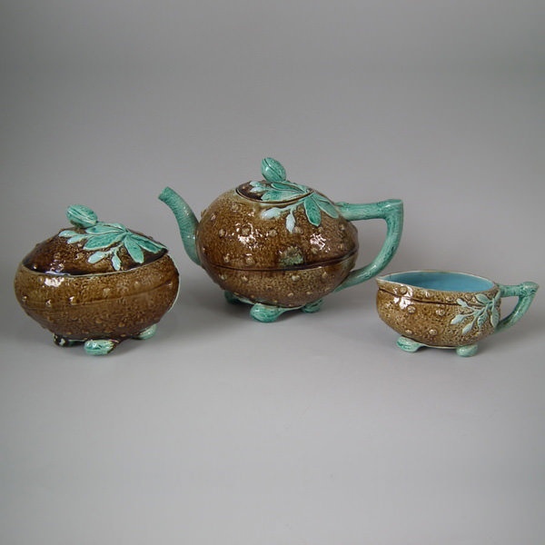 Holdcroft Majolica 3 piece nut tea set - ID#19092 Image 1