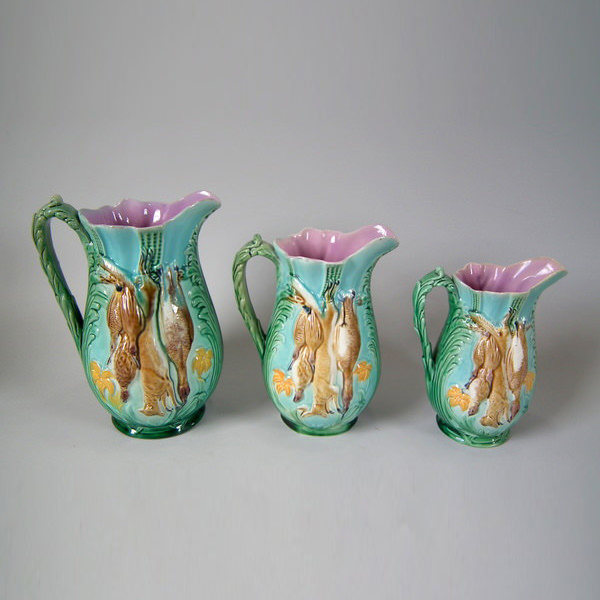 Set of 3 Holdcroft Majolica game pitchers - ID#19667 Image 1