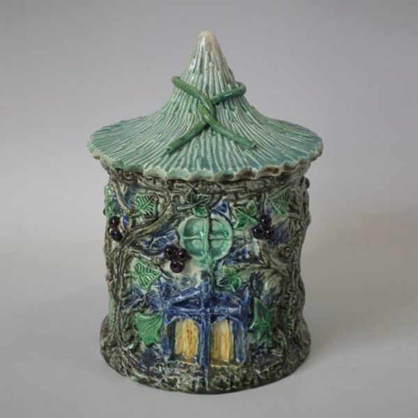 Palissy Majolica house tobacco jar and cover - ID#20105 Image 1