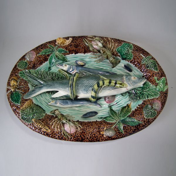 Large Choisy Le Roi Palissy Majolica Fish Platter - ID#21425 Image 1