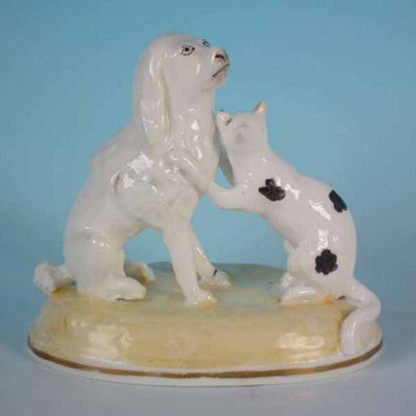 Alcock Staffordshire dog & cat figure - ID#20276 Image 1