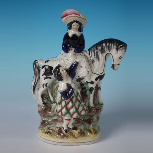 Staffordshire pottery horse group with girls - ID#20351 Image 1