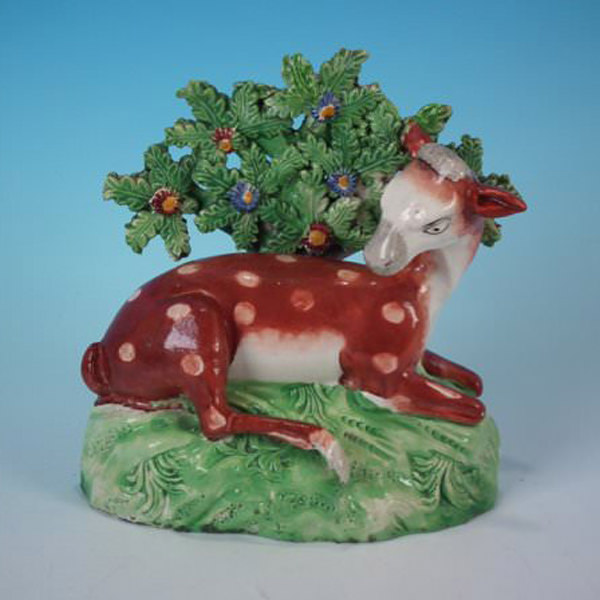 Staffordshire Pearlware Deer with Bocage Figure - ID#20793 Image 1
