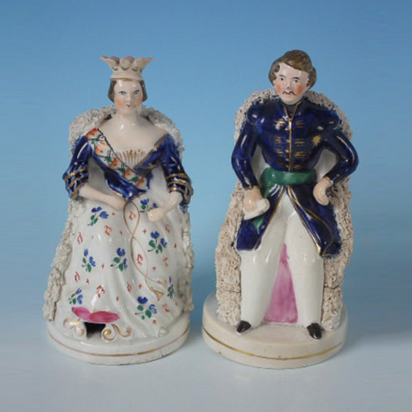 Pair Staffordshire seated Queen Victoria&Prince Albert - ID#17247 Image 1
