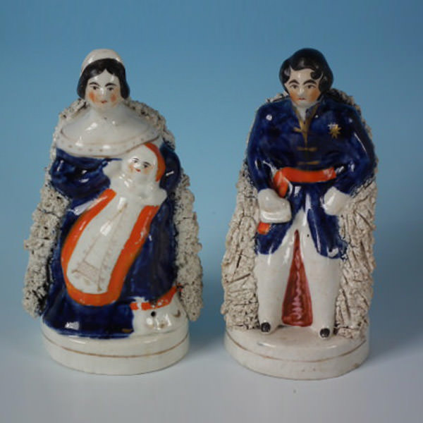 Pair Staffordshire Queen Victoria&Albert with baby - ID#17248 Image 1