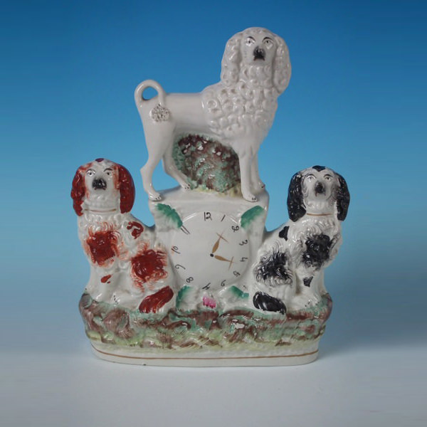 Staffordshire Poodle and Spaniels Clock Group - ID#19957 Image 1