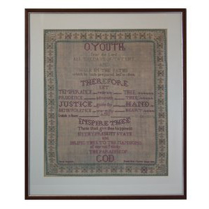 Antique Sampler, 1840, by Sarah Stephens, Free Masons