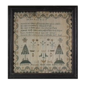 Antique Nativity Sampler, 1788, by Elizabeth Beavan