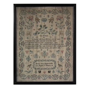 Antique Sampler, c.1830, Mary Ann Papworth, On Britain