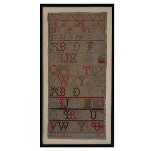Antique Sampler, 1843, Alphabets and Numbers