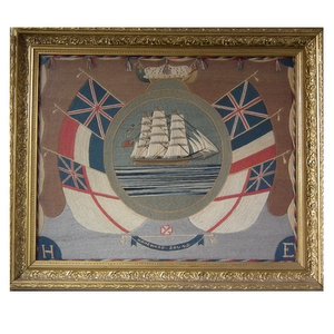 Sailor's Woolwork Picture of a Ship, 'Homeward bound'
