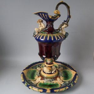 Monumental Minton Majolica Ewer & Stand