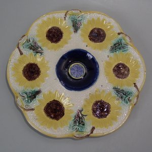 Samuel Lear Majolica Sunflower Oyster plate