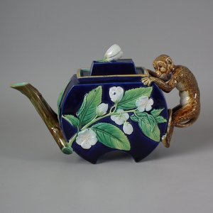 George Jones Majolica Monkey Teapot