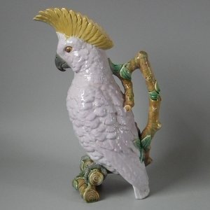 Brownfield Majolica Cockatoo Jug/Pitcher