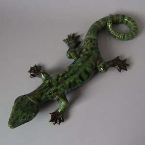 Rare Large Majolica Palissy Lizard Figure