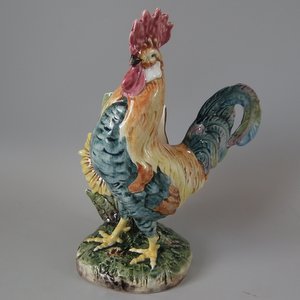 French Majolica Cockerel/Rooster Vase