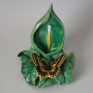 George Jones Majolica Butterfly Watch Stand