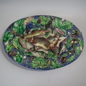 Barbizet Palissy Majolica fish, lizard and insects platter