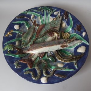 French Palissy Majolica Fish Platter