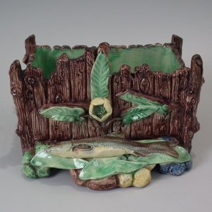 French Palissy Majolica Rectangular Planter
