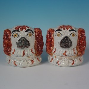 Pair Staffordshire Spaniel Head Sash Window Stops