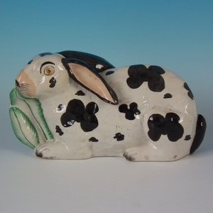 Staffordshire Pottery Rabbit Eating Lettuce
