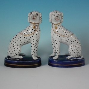 Pair Staffordshire Pottery Dalmatians