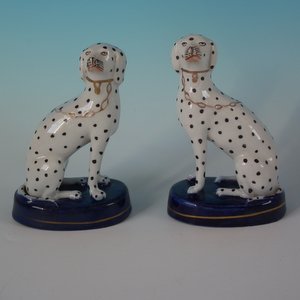 Pair Staffordshire Pottery Dalmatians