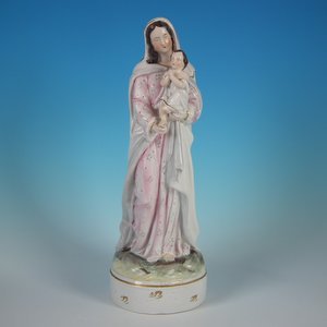 Staffordshire Pottery Figure of Mary & Jesus