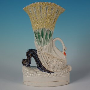 Staffordshire Swan & Corn Spill Vase