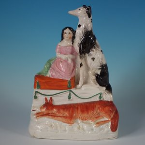 Staffordshire Pottery Gelert 'The Faithful Hound' Group