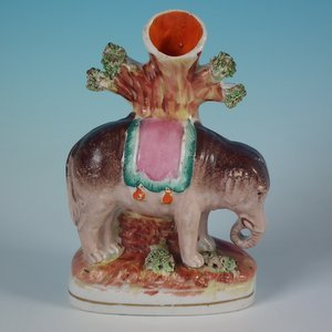Staffordshire Pottery Elephant Spill Vase