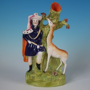 Staffordshire Giraffe with Keeper Spill Vase