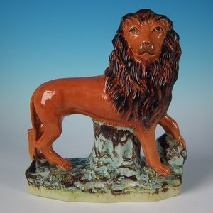 Large Staffordshire Standing Lion Figure